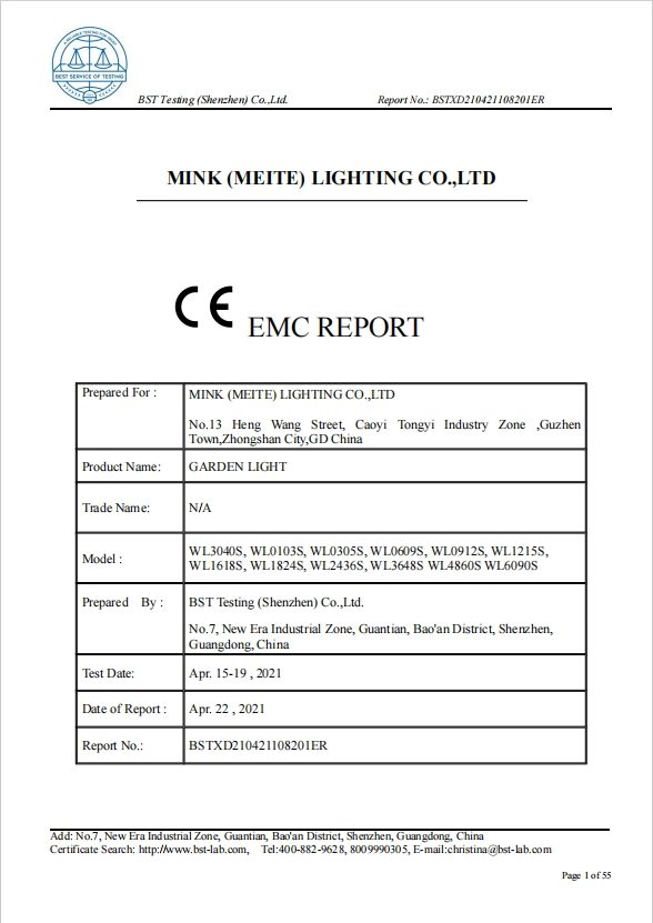EMC Test Certificate